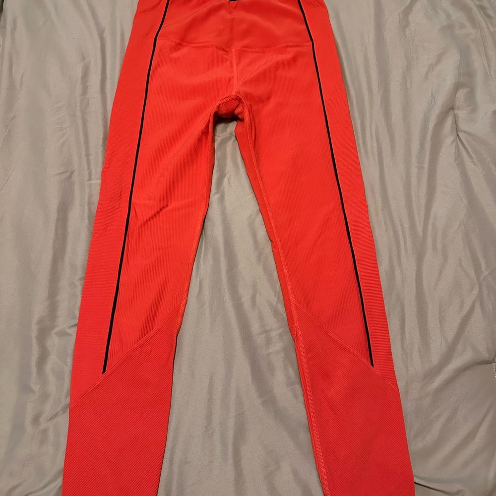 ZYIA Vibrant Orange Ribbed Activewear Pants
